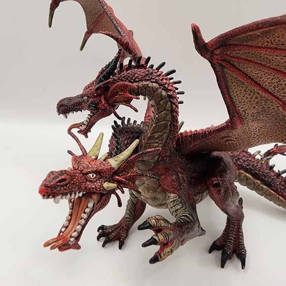 Papo 2005 Two-Headed Dragon Red Fire Mythical Beast Action Figure - Picture 2 of 6